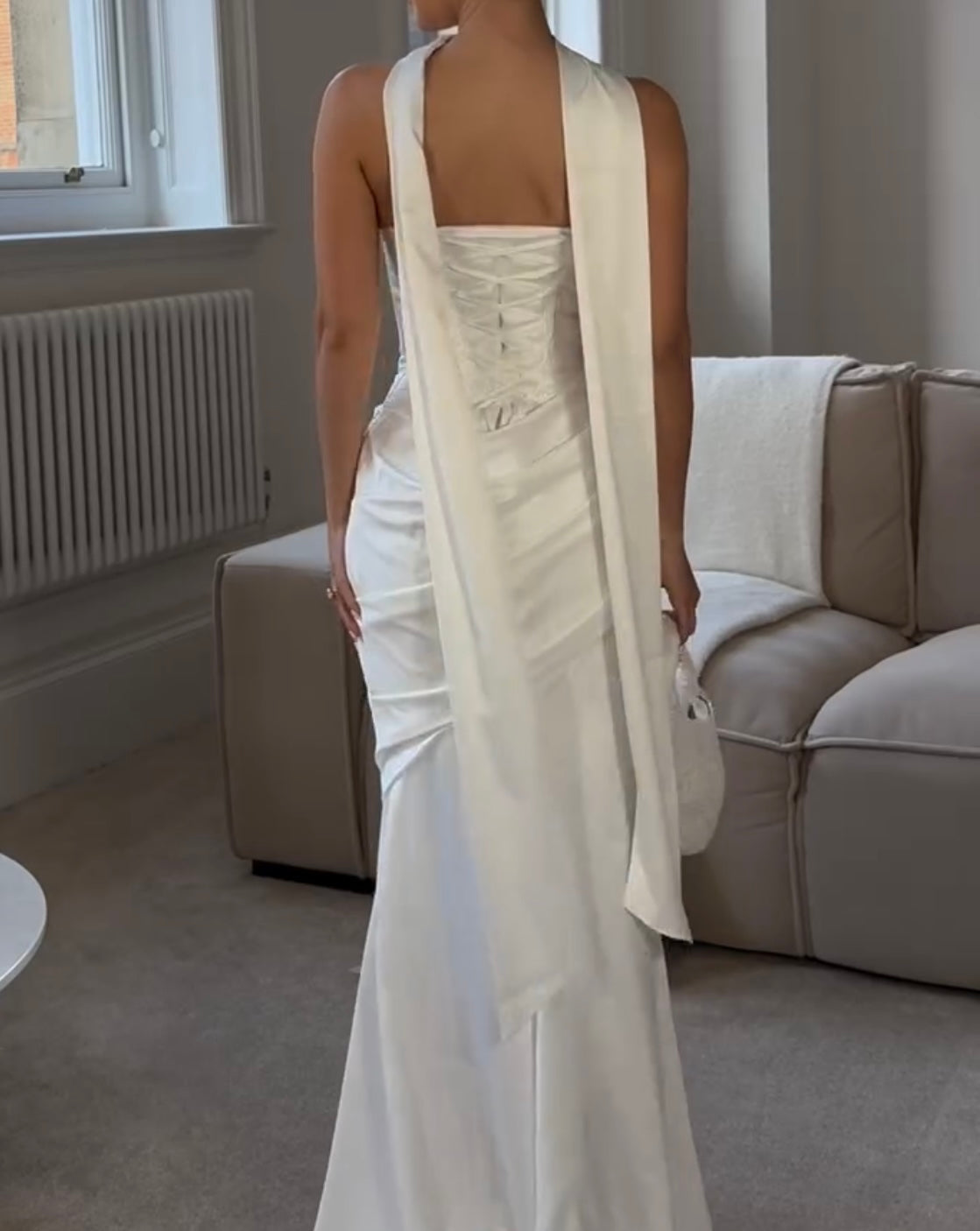 Tube Top Sleeveless Pleated Slim White Simple Dress