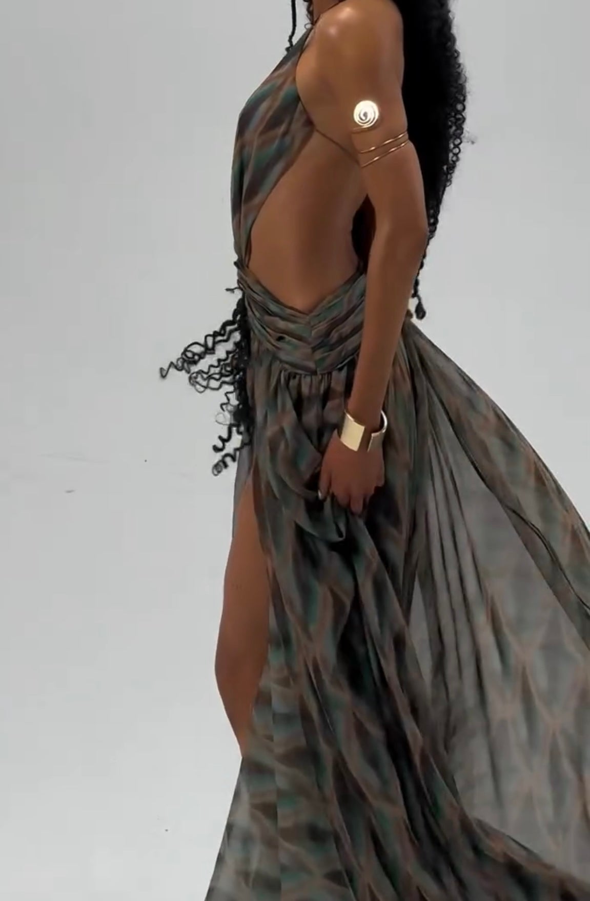 Sexy Sling Deep V Hollow Mesh Dress