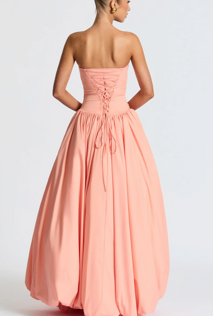 Sexy Tube Top Cinched Waist Slimming Fold Split Dress
