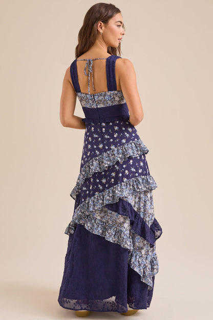 Casual Patchwork Floral Maxi Dress