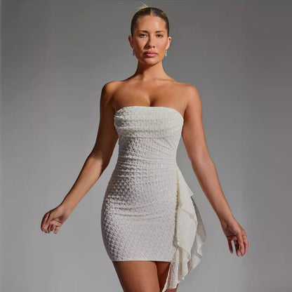 women's new stitching lace-up sexy wrap chest skirt hip dress