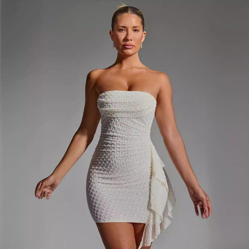 women's new stitching lace-up sexy wrap chest skirt hip dress