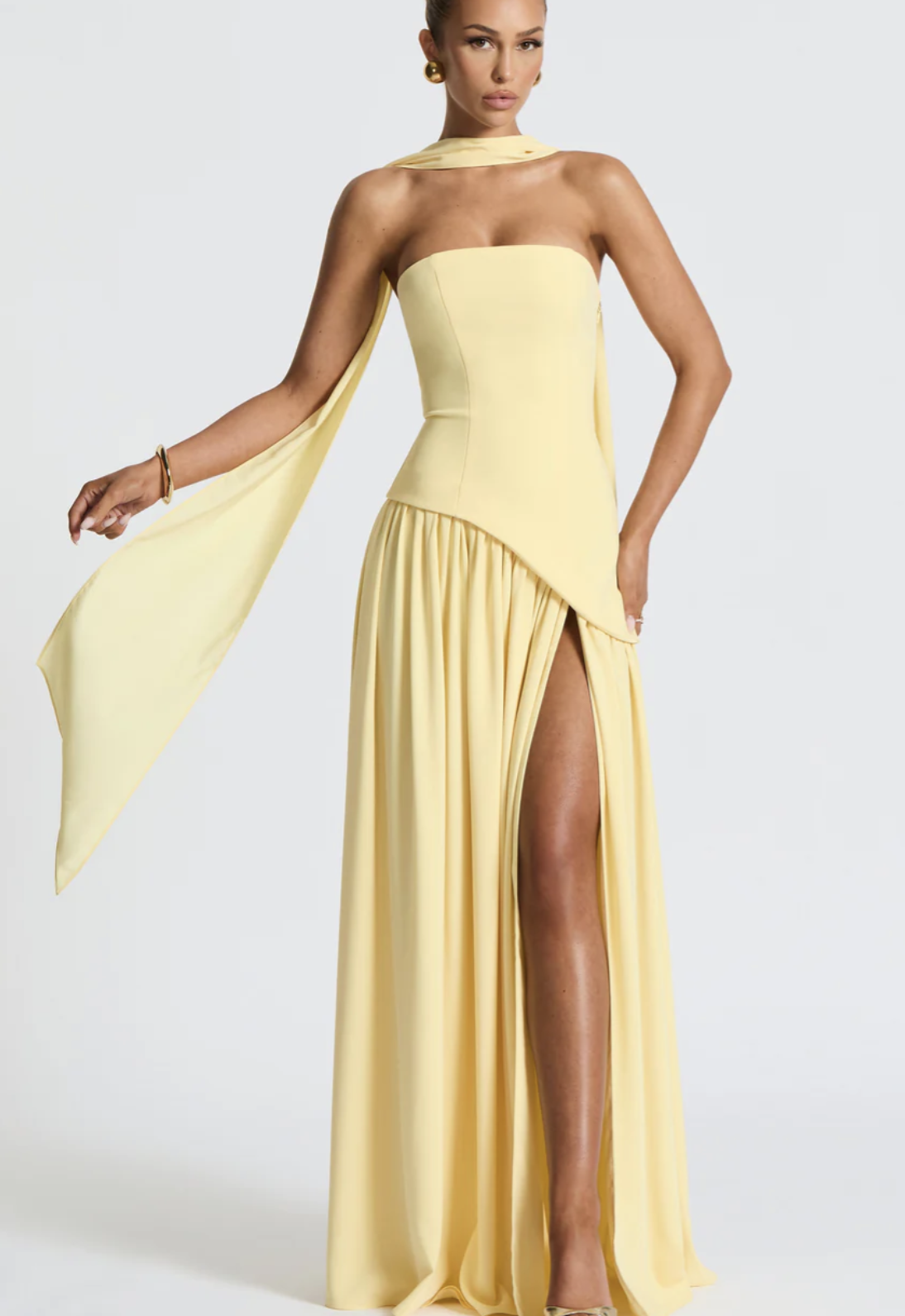 Fashion Graceful Tube Top Slim Fit Pure Color Split Backless Elegant Streamer Dress